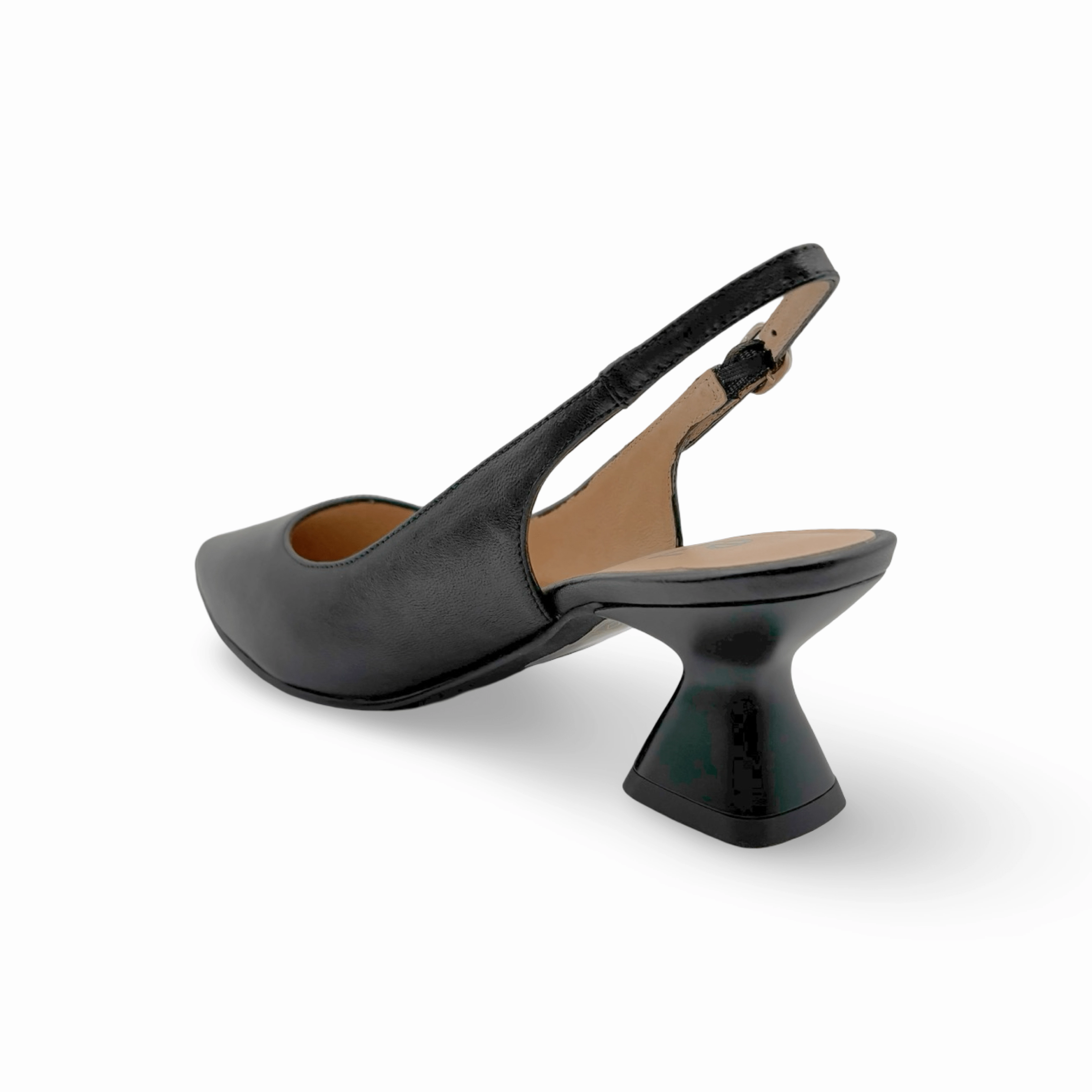 12038 Black Leather Slingback Pump