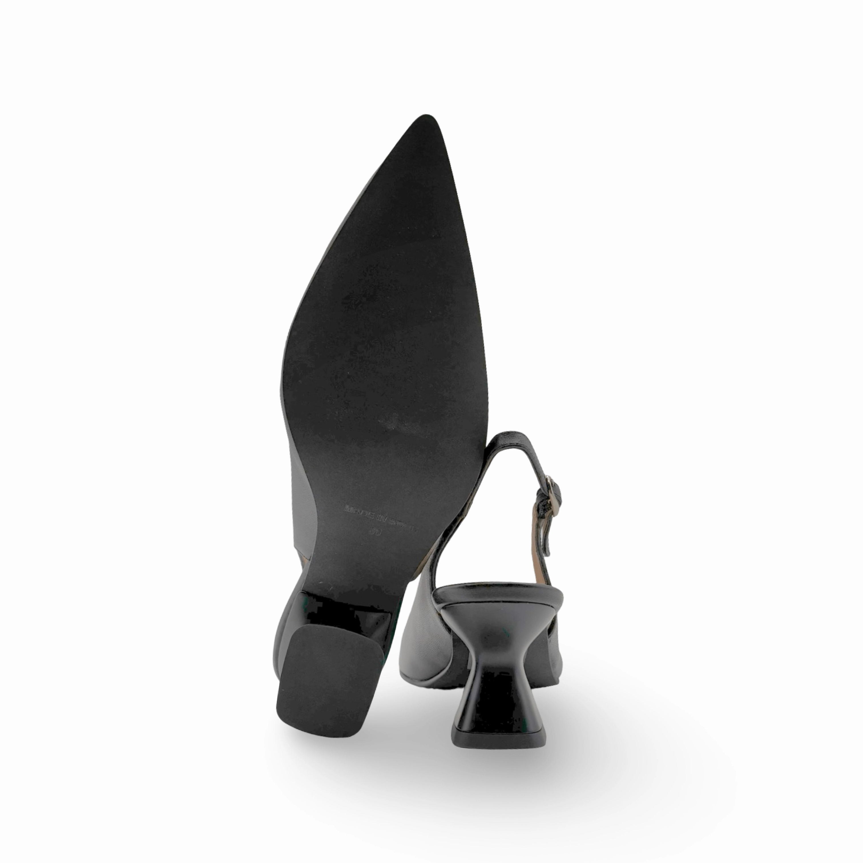 12038 Black Leather Slingback Pump