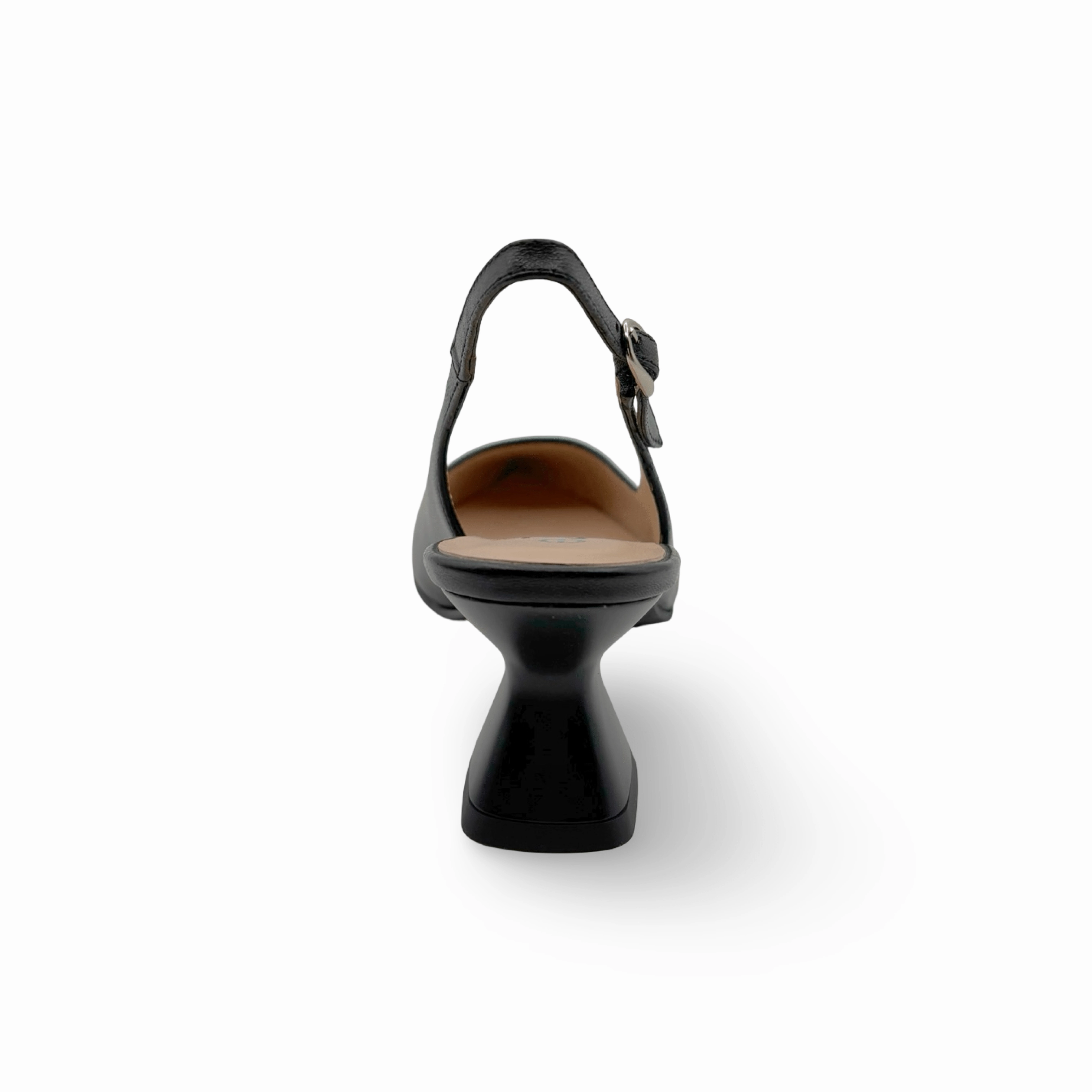 12038 Black Leather Slingback Pump