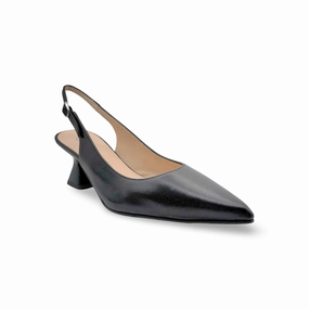 12038 Black Leather Slingback Pump