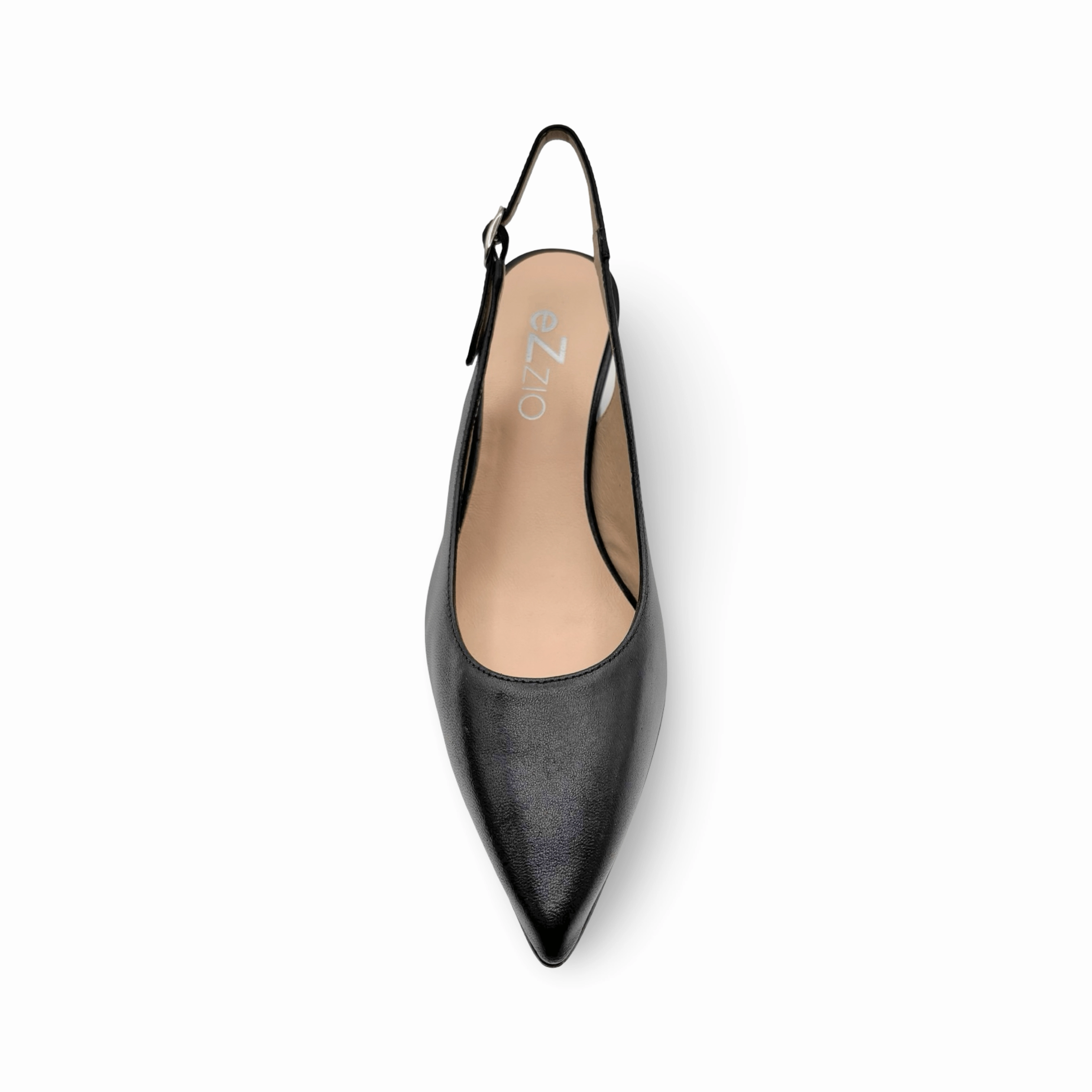 12038 Black Leather Slingback Pump