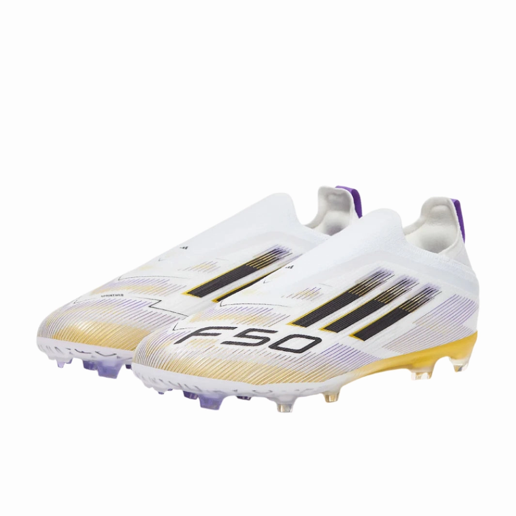 adidas F50 Elite Laceless FG Junior Soccer Cleats (White/Black/Gold)