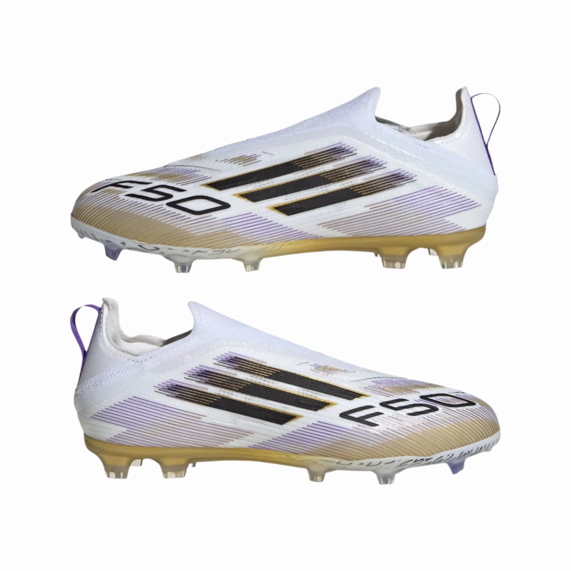 adidas F50 Elite Laceless FG Junior Soccer Cleats (White/Black/Gold)