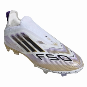 adidas F50 Elite Laceless FG Junior Soccer Cleats (White/Black/Gold)