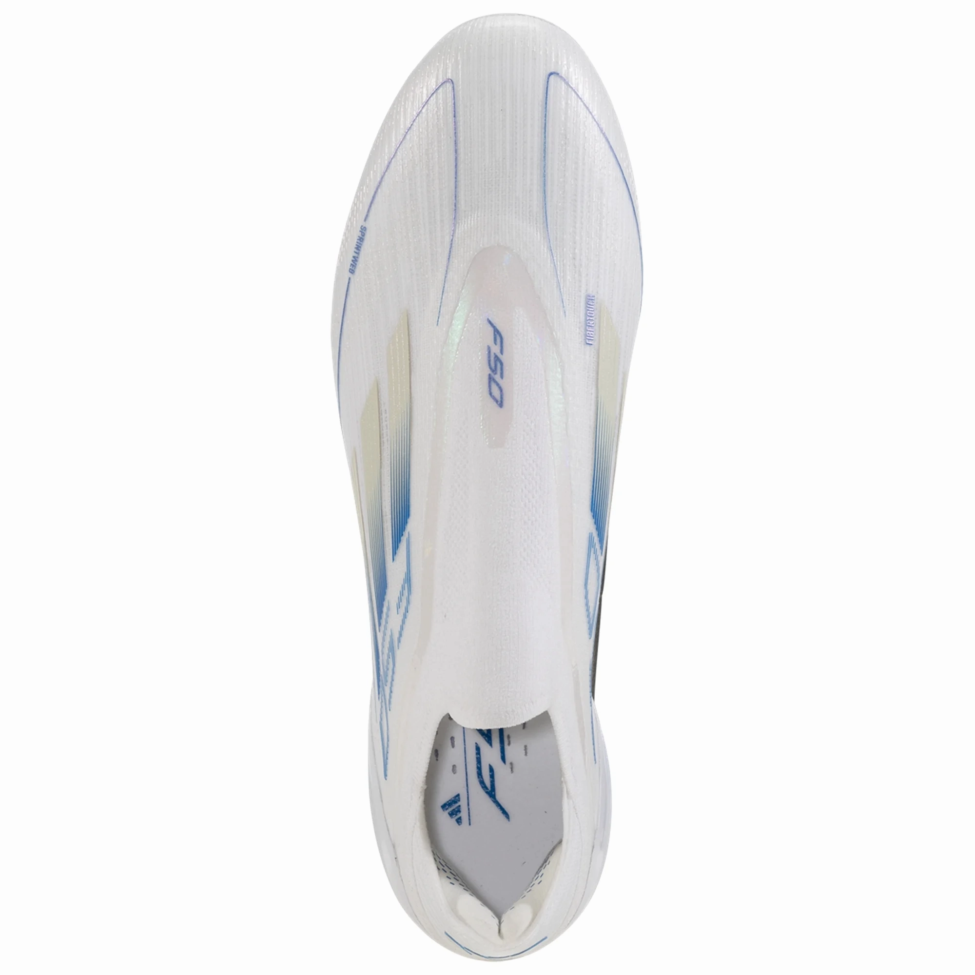 adidas F50 Elite Laceless FG Soccer Cleats (White/Metallic/Blue)
