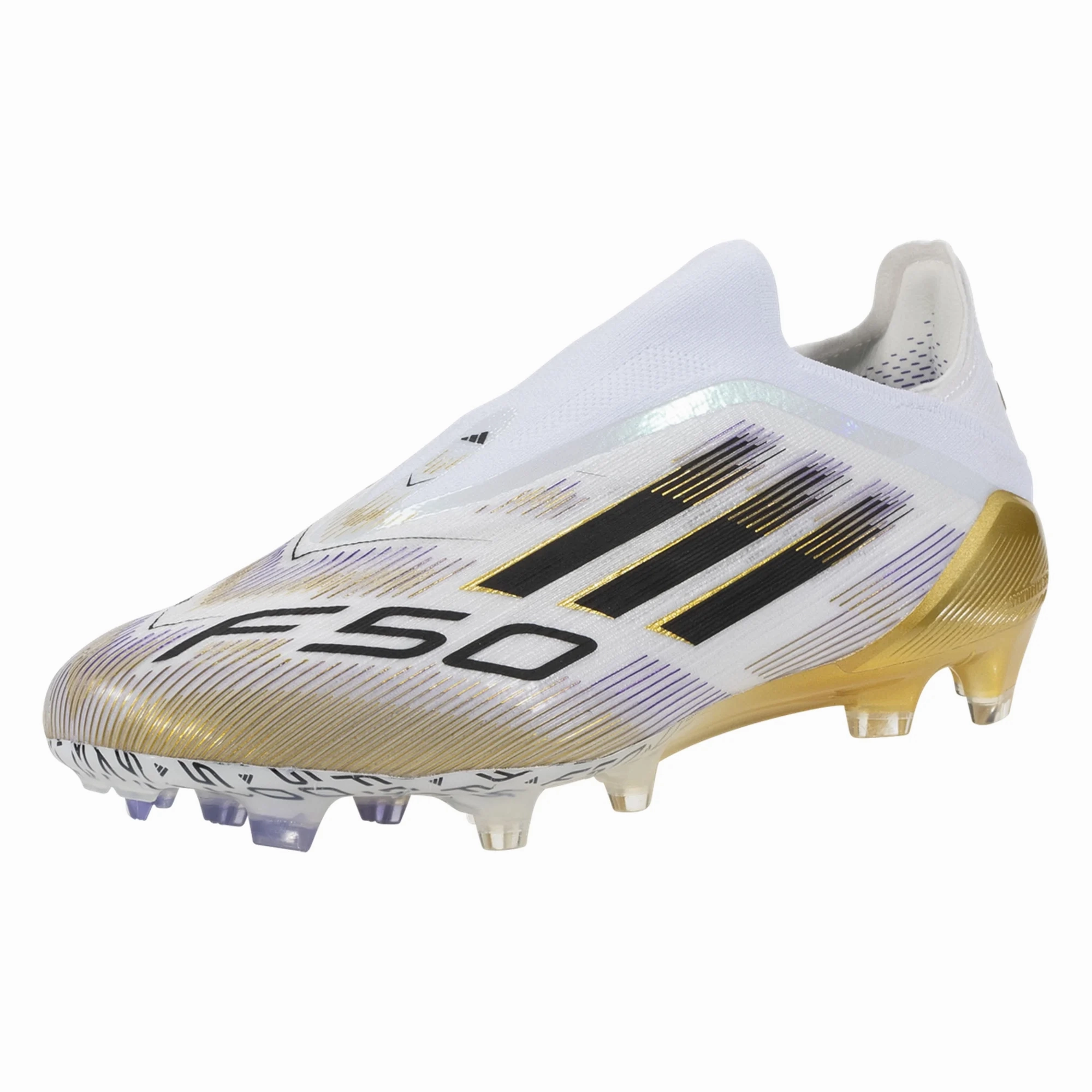 adidas F50 Elite Laceless Firm Ground Soccer Cleats (White/Black/Metallic Gold)