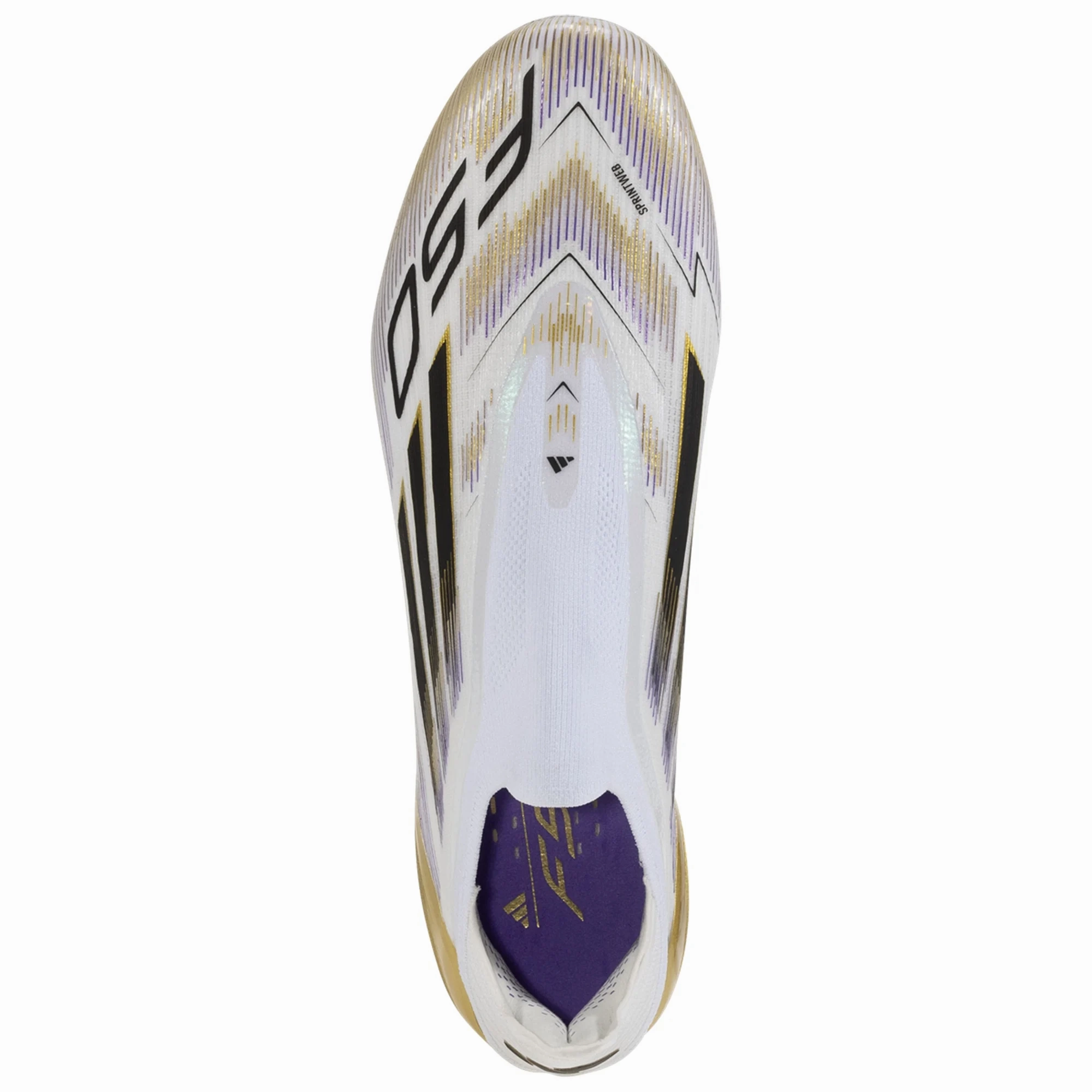 adidas F50 Elite Laceless Firm Ground Soccer Cleats (White/Black/Metallic Gold)