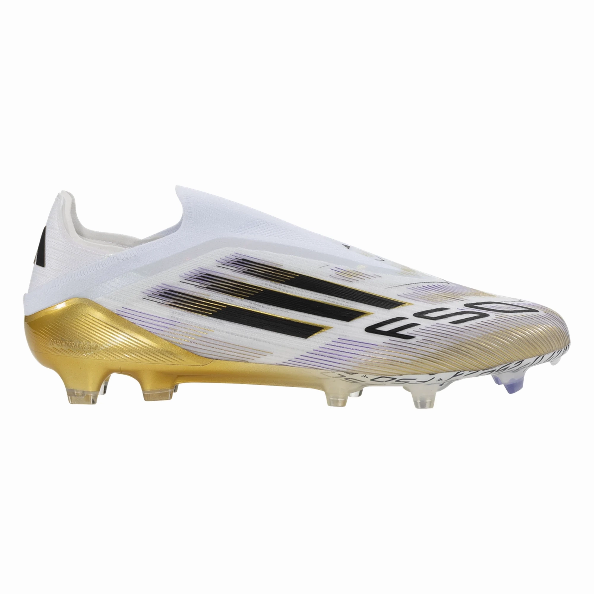 adidas F50 Elite Laceless Firm Ground Soccer Cleats (White/Black/Metallic Gold)