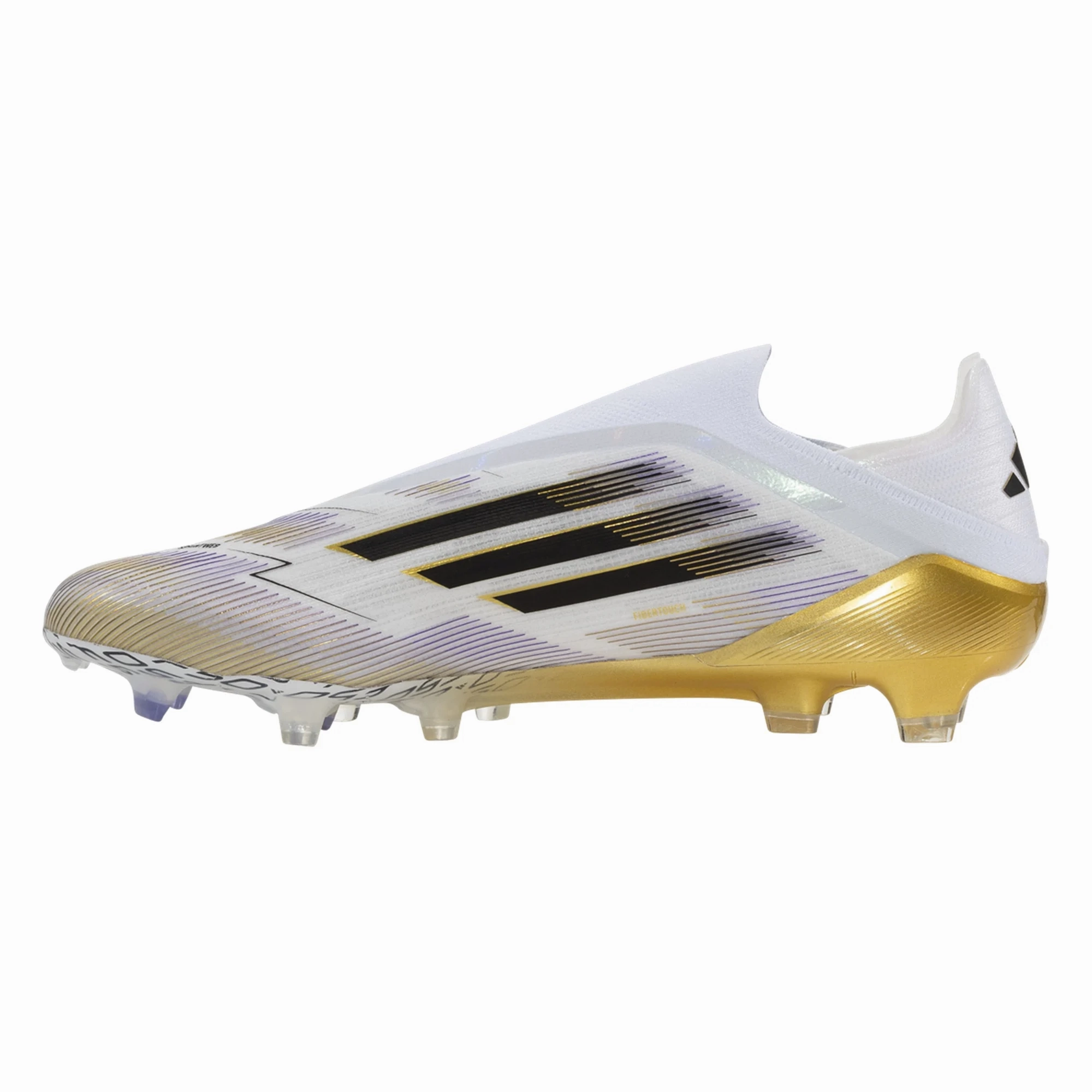 adidas F50 Elite Laceless Firm Ground Soccer Cleats (White/Black/Metallic Gold)