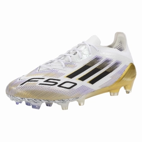 adidas Football Cleats F50 Elite Firm Ground Soccer Cleats (White/Black/Gold Metallic)