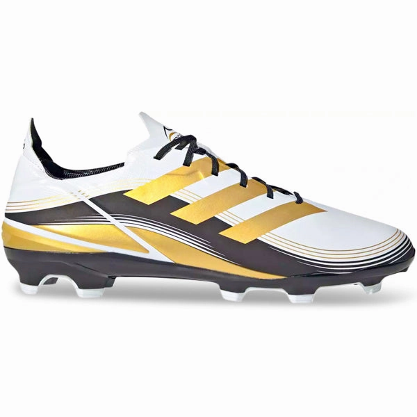 adidas Gamemode Firm Ground Soccer Cleats (Cloud White/Gold Metallic)