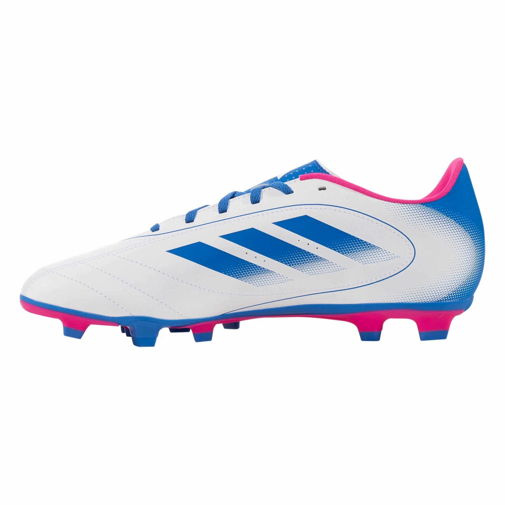 adidas Jr. Goletto IX Laceless FG/MG Soccer Cleats (White/Bright Royal/Pink)