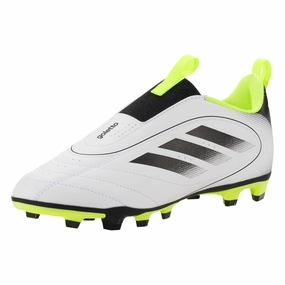 adidas Jr. Goletto IX Laceless FG/MG Soccer Cleats (White/Lucid Lemon)