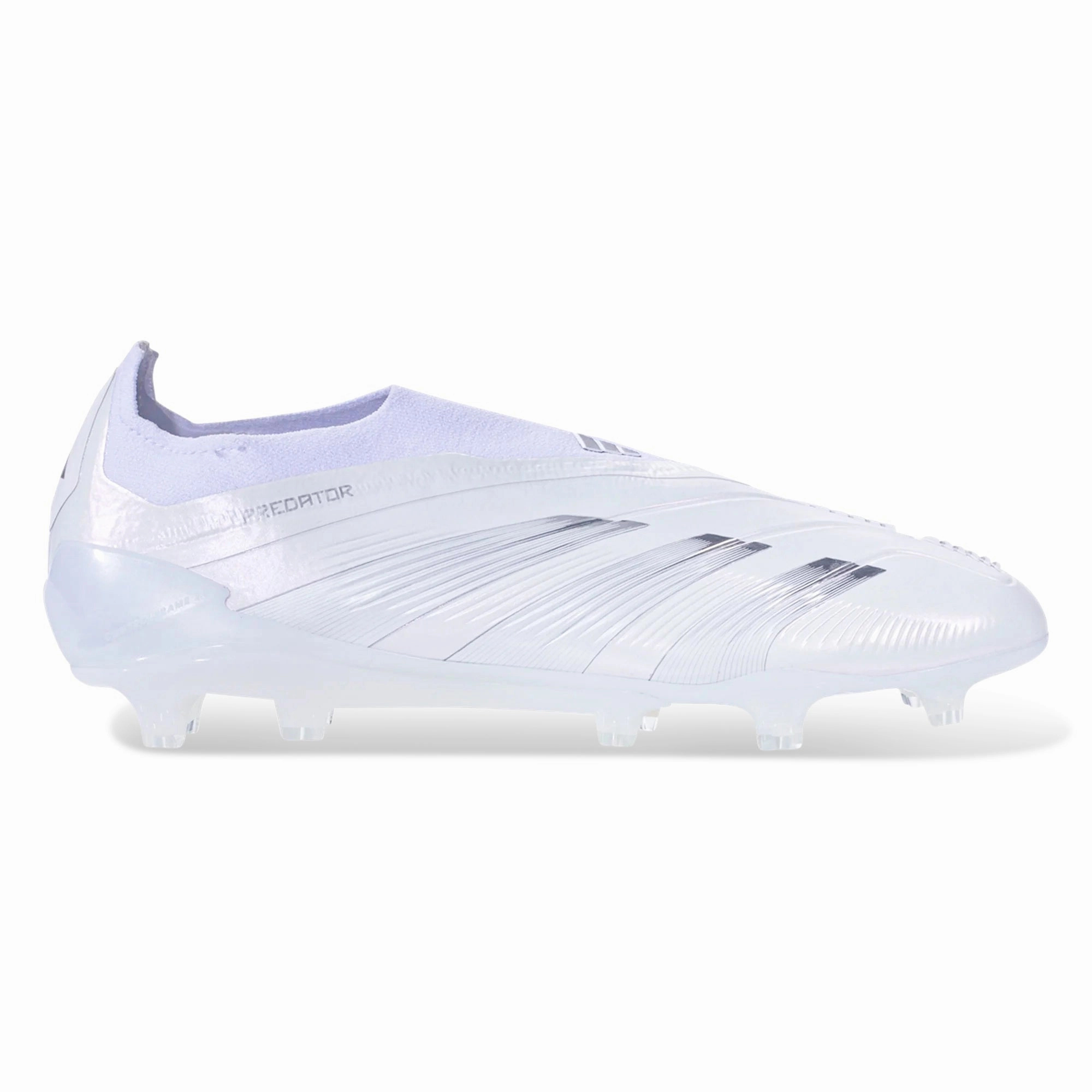 adidas Predator 24 Elite Laceless Firm Ground Soccer Cleats (White/Silver Metallic)
