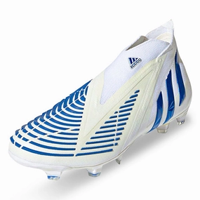 adidas Predator Edge  FG Soccer Cleats (Cloud White/Hi-Res Blue)