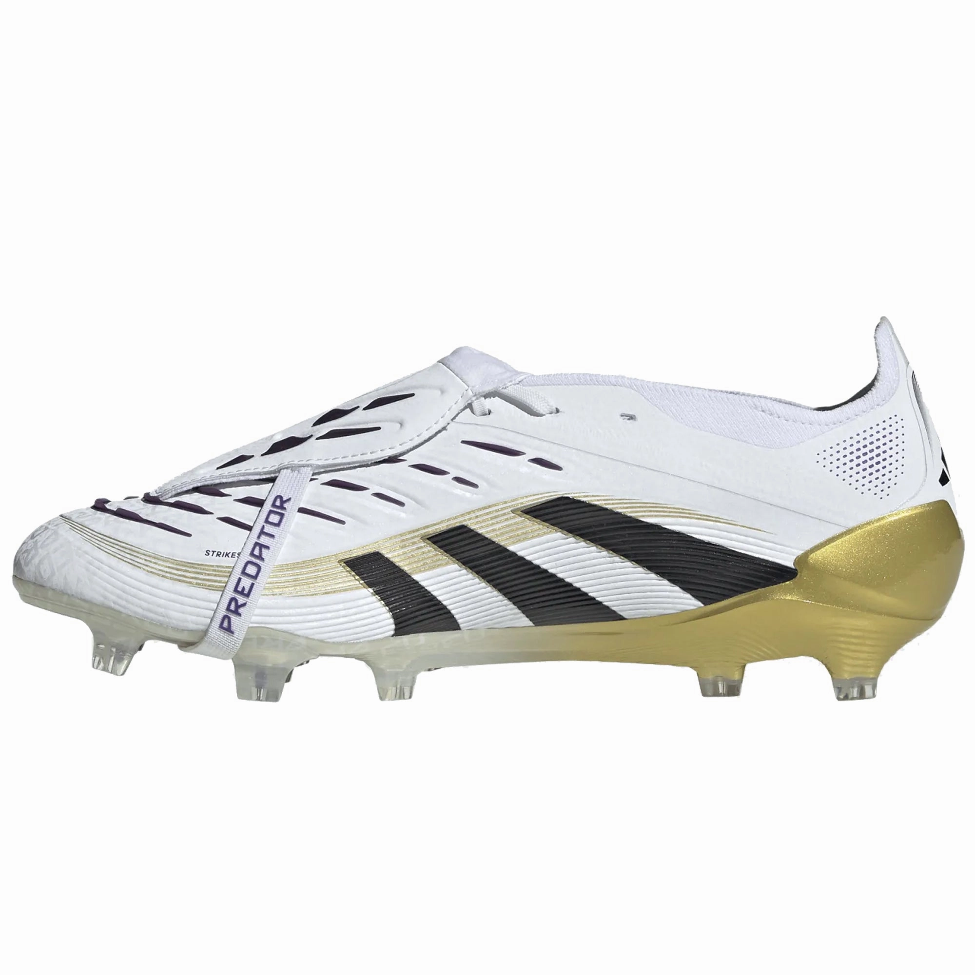 adidas Predator Elite FT Fold Tongue FG Soccer Cleats (White/Black/Metallic Gold)
