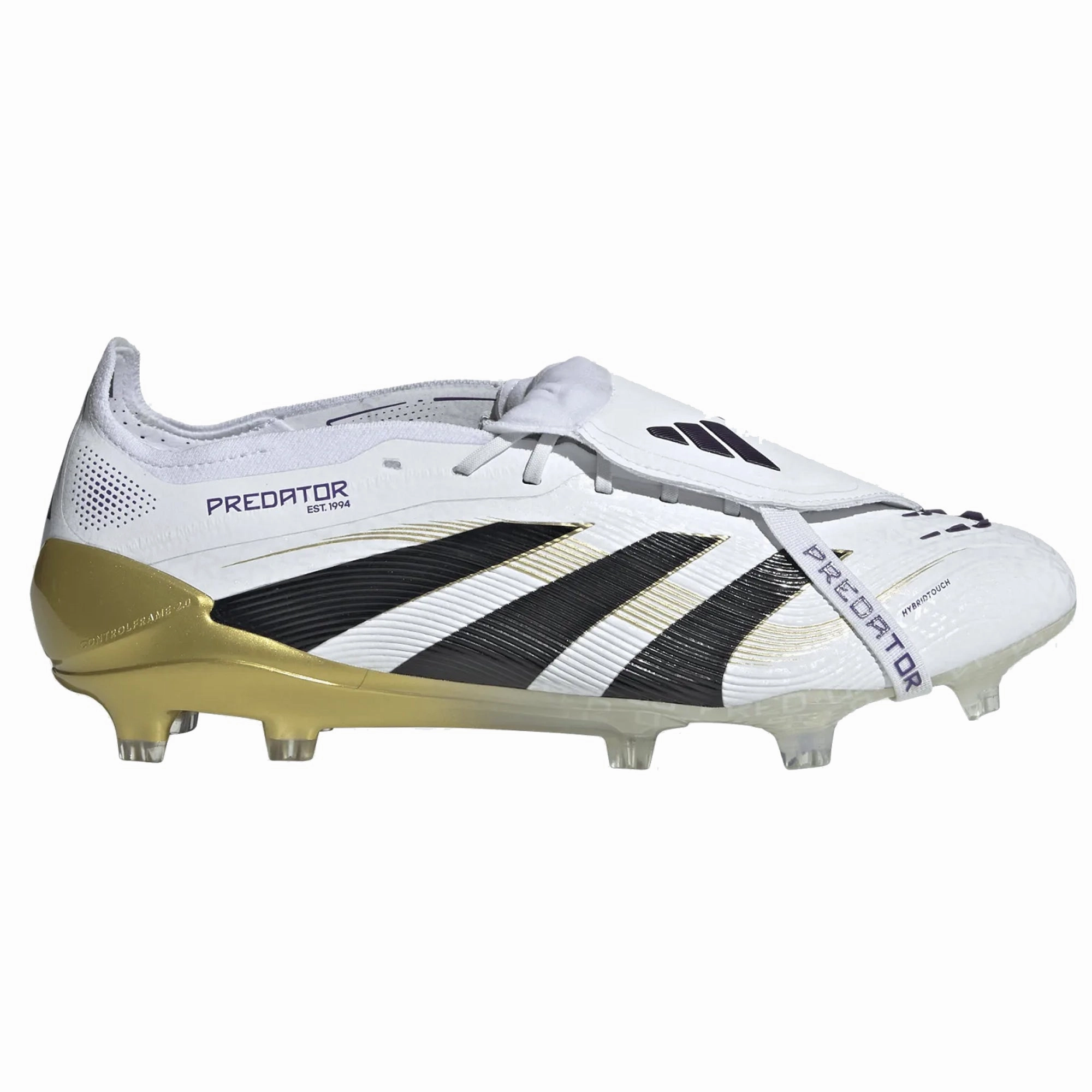 adidas Predator Elite FT Fold Tongue FG Soccer Cleats (White/Black/Metallic Gold)