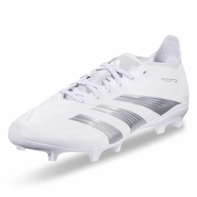adidas Predator League Firm Ground Soccer Cleats (White/Silver Metallic)