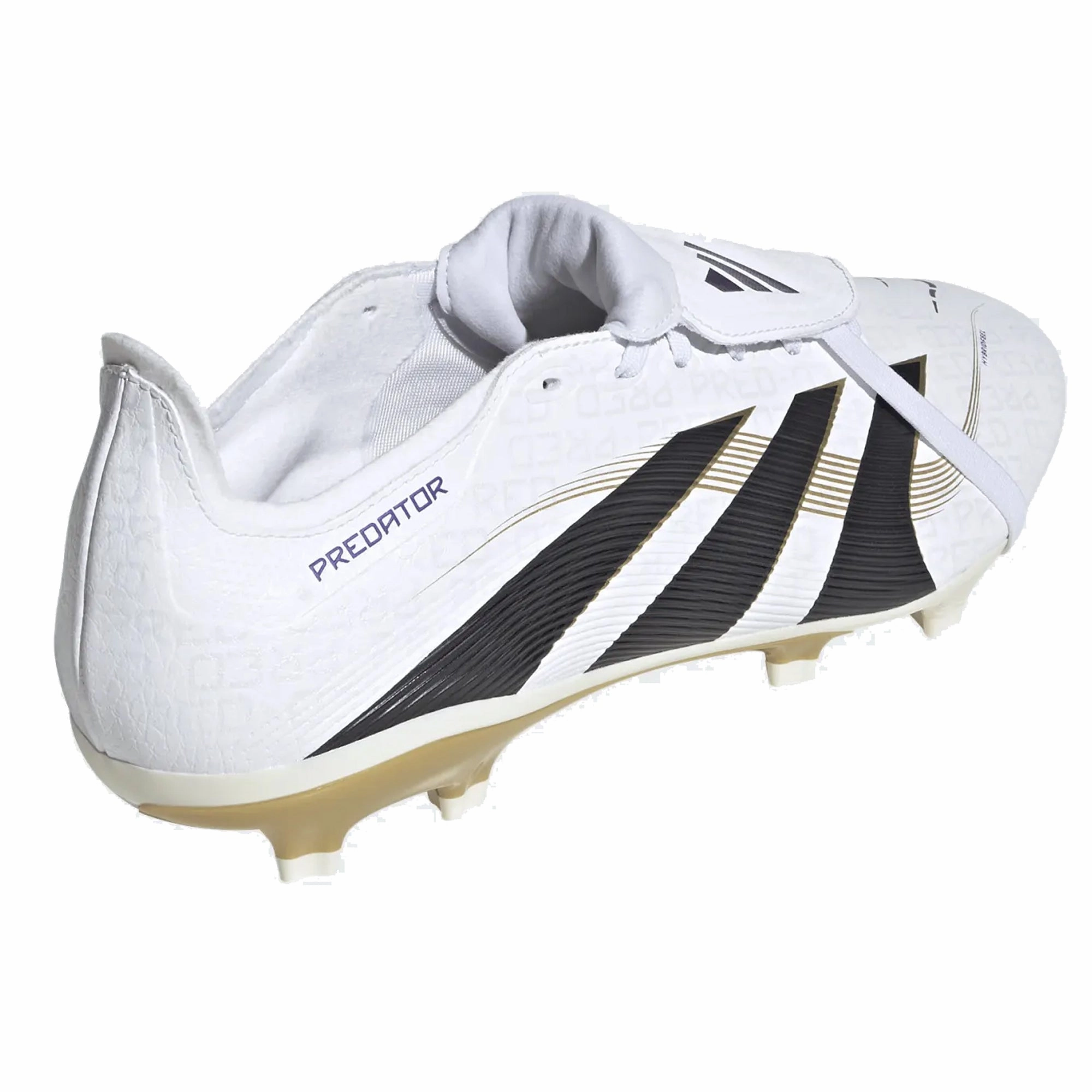 adidas Predator League FT Fold Tongue FG/MG Soccer Cleats (White/Black/Gold Metallic)
