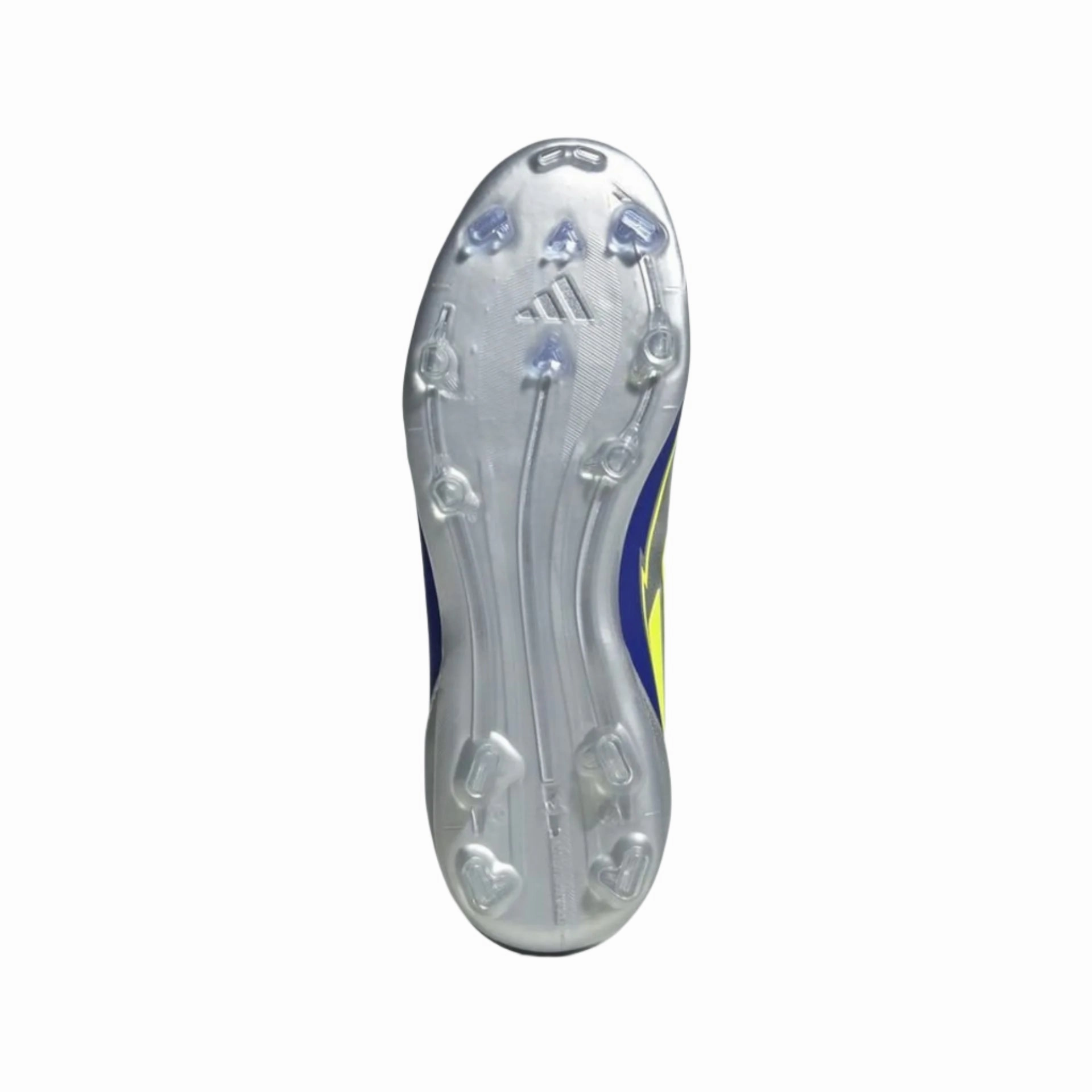 adidas Youth Jr. F50 Messi League FG/MG J Socce Cleats (Silver Metallic/Solar Yellow/Lucid Blue)