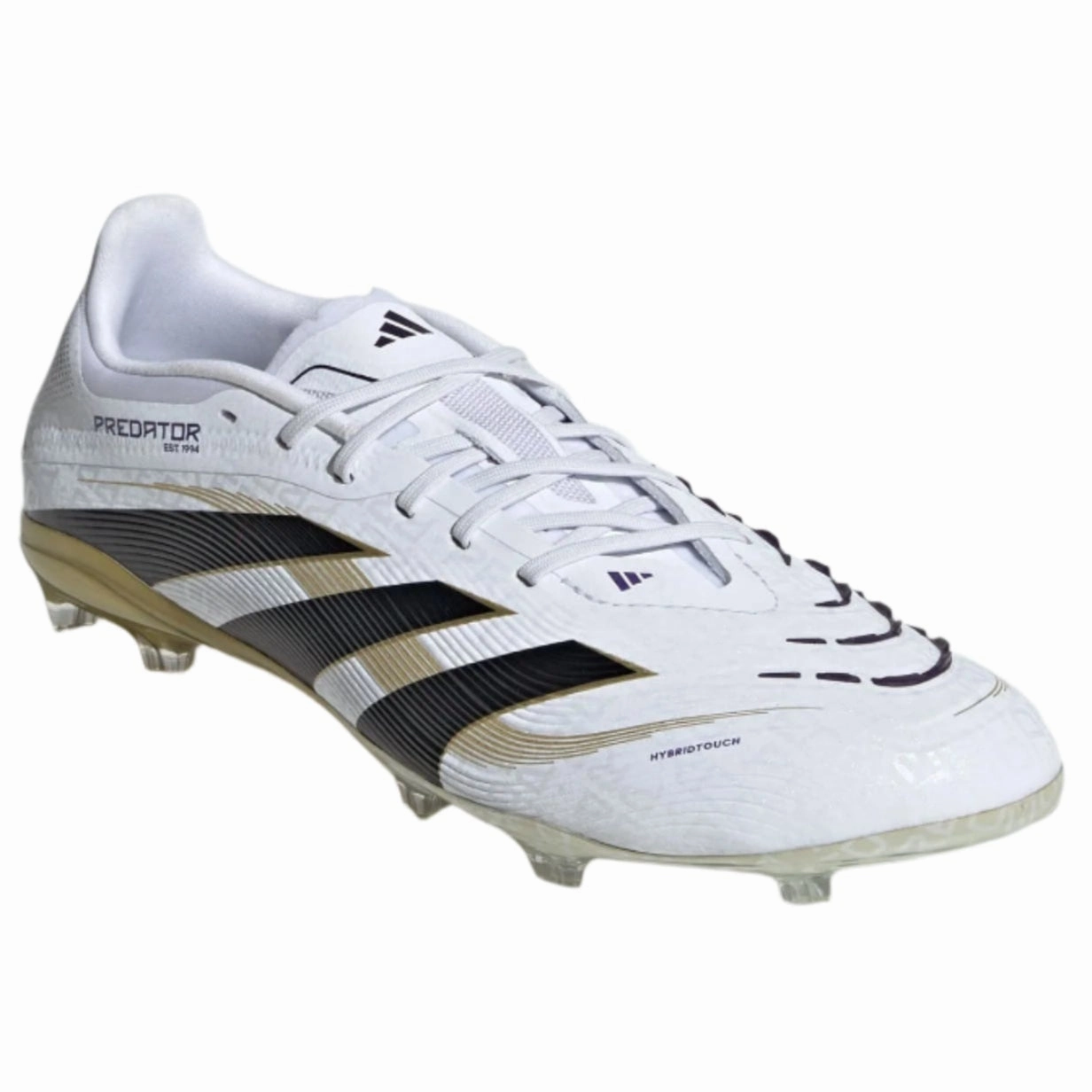 adidas Youth Jr. Predator Elite Junior Firm Ground Cleats (White/Black/Gold Metallic)