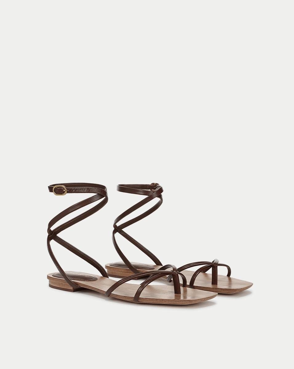 Allegra Leather Ankle-Wrap Sandal