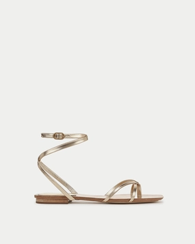 Allegra Metallic Ankle-Wrap Sandal