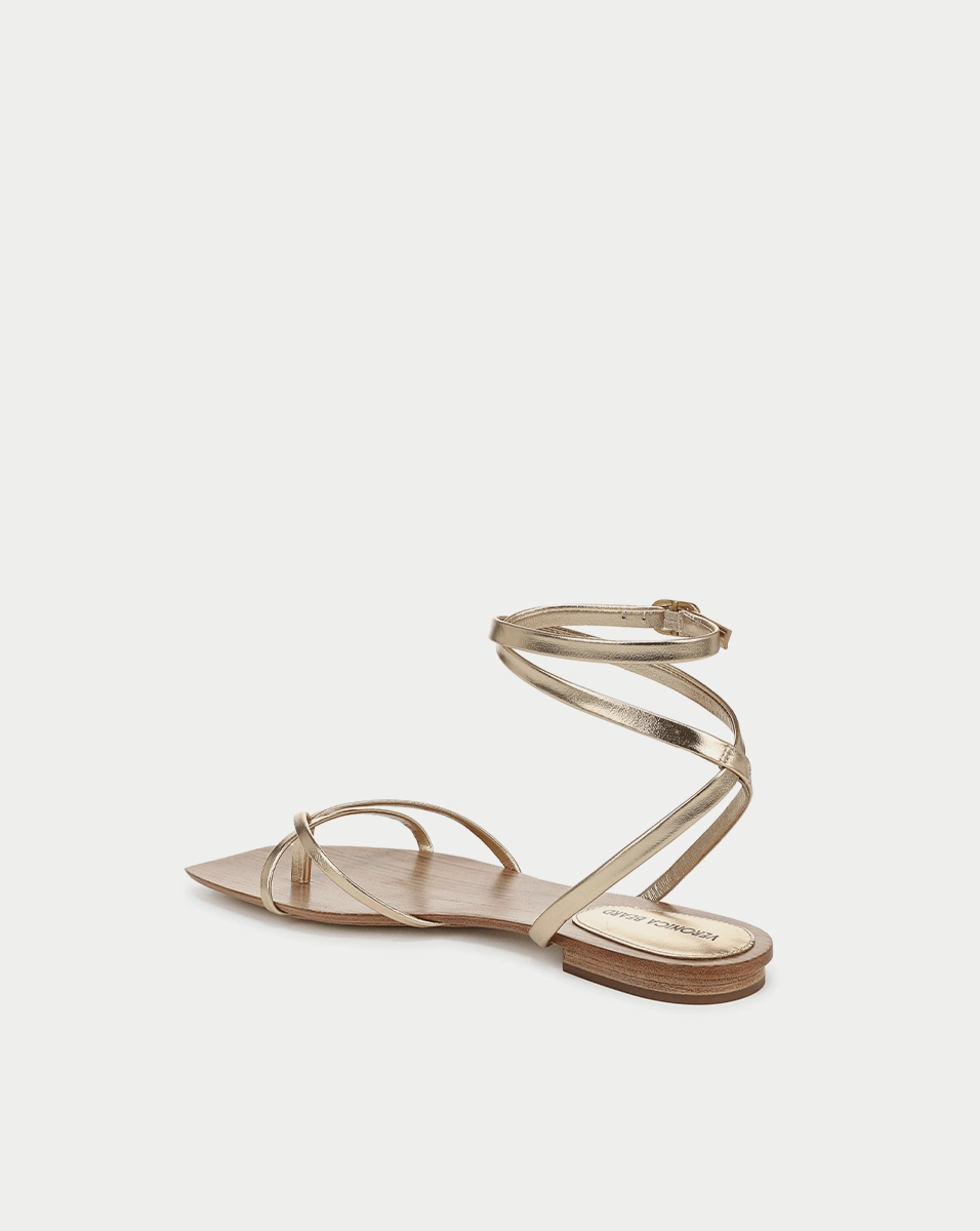Allegra Metallic Ankle-Wrap Sandal
