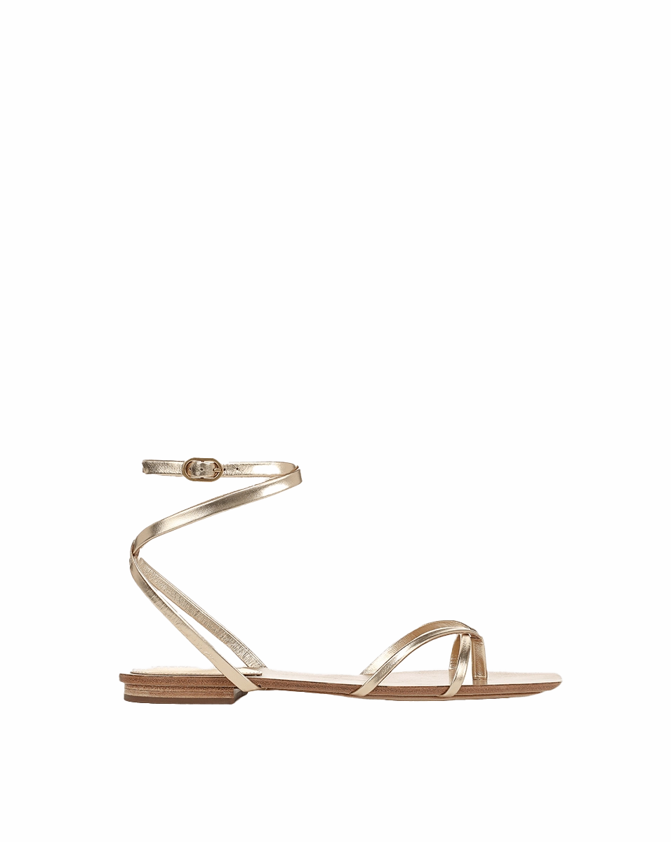 Allegra Metallic Ankle-Wrap Sandal