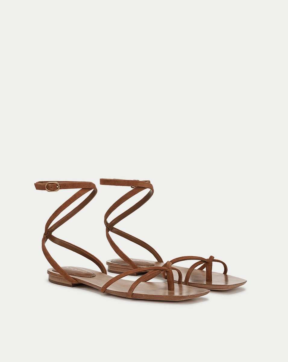 Allegra Suede Ankle-Wrap Sandal