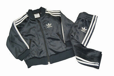 Babys Adidas Velour Track Suit Set - BQ4438 - Black White