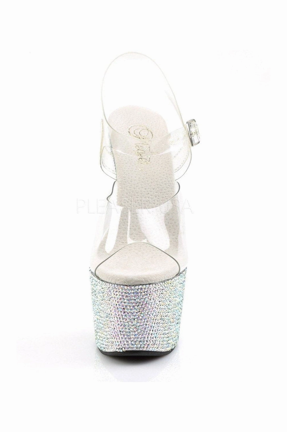 BEJEWELED-708DM Platform Sandal  | Clear Vinyl