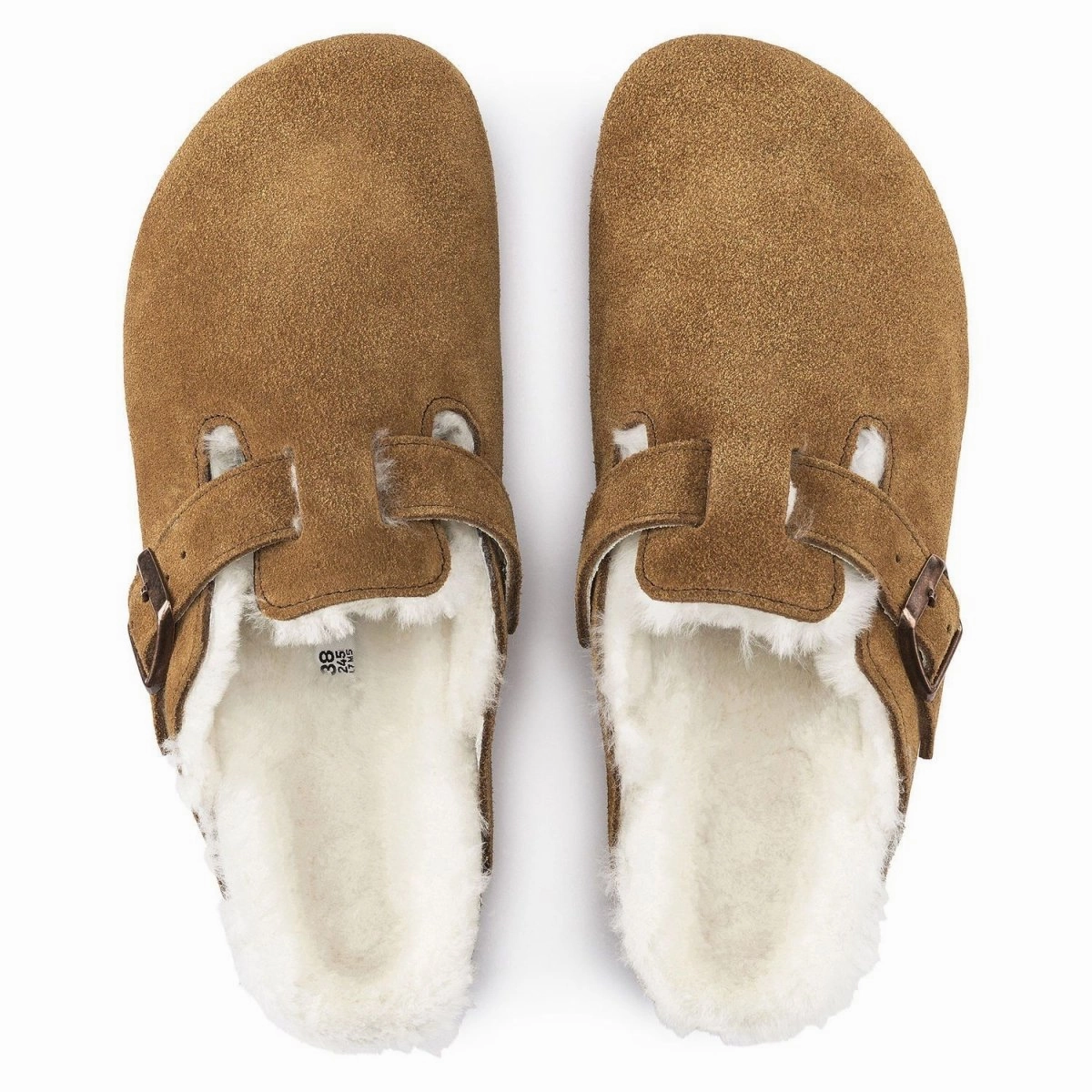 Birkenstock Women's Boston Mink Natural Suede Shearling