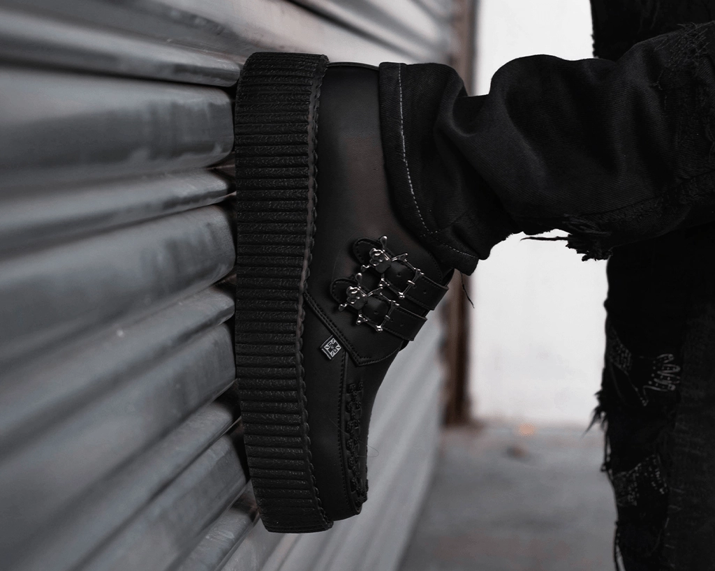 Black TUKskin 2-Buckle Skull Creeper