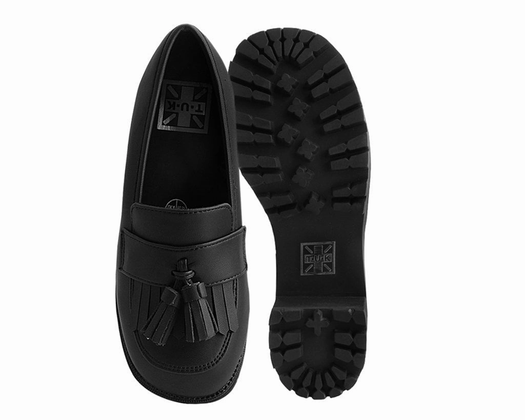 Black TUKskin Fringe Loafer Platform