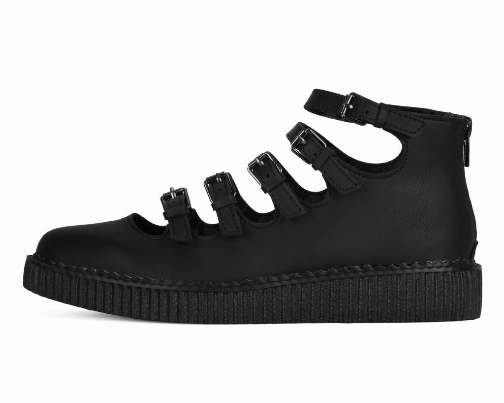 Black TUKskin Multi-Strap Pointed Mary Jane Creeper