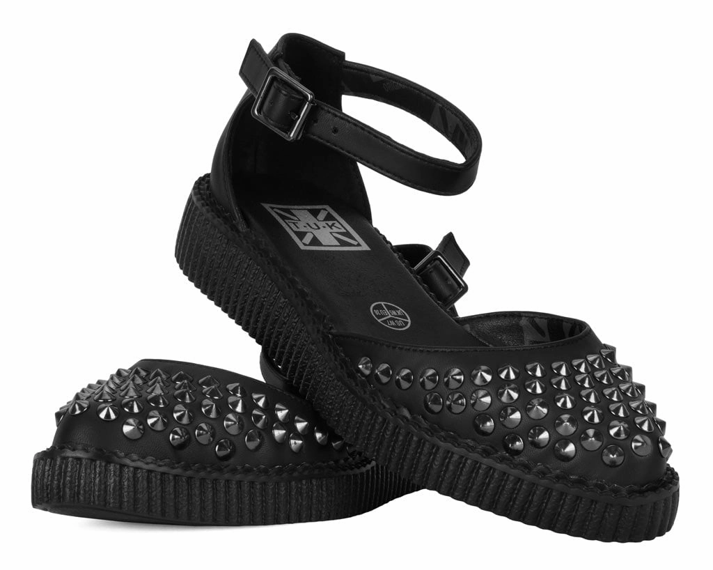 Black TUKskin Pointed Studded Sandal
