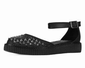 Black TUKskin Pointed Studded Sandal