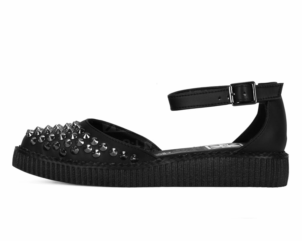 Black TUKskin Pointed Studded Sandal