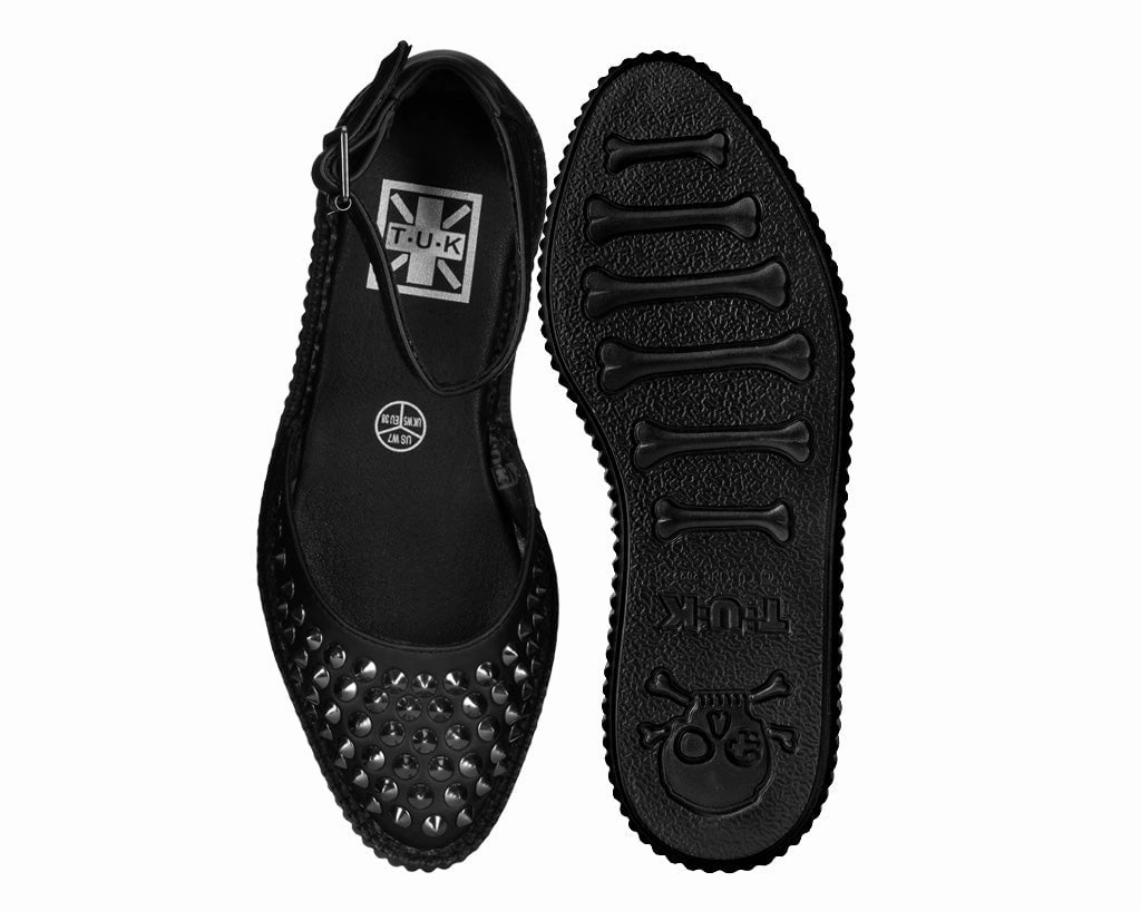Black TUKskin Pointed Studded Sandal