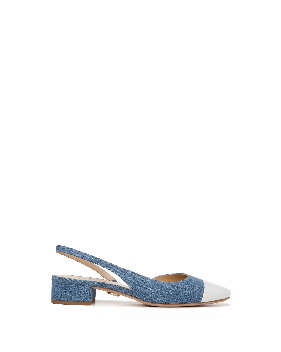 Cecile Denim Cap-Toe Slingback