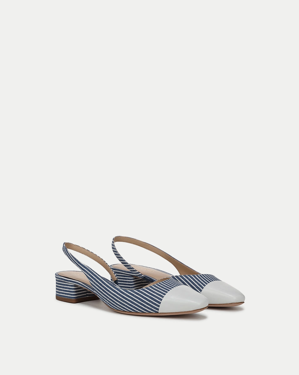 Cecile Denim Cap-Toe Slingback