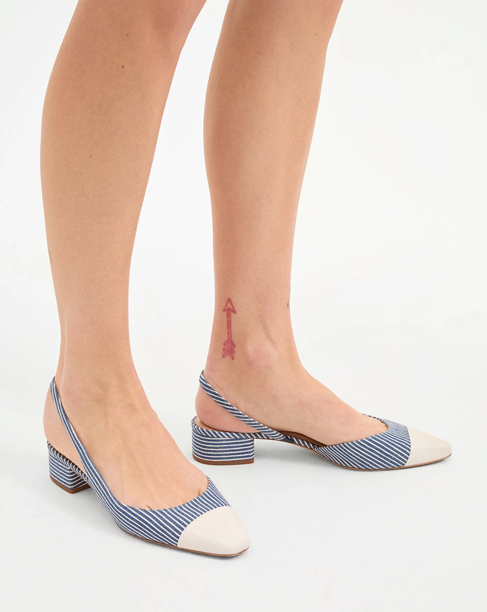 Cecile Denim Cap-Toe Slingback