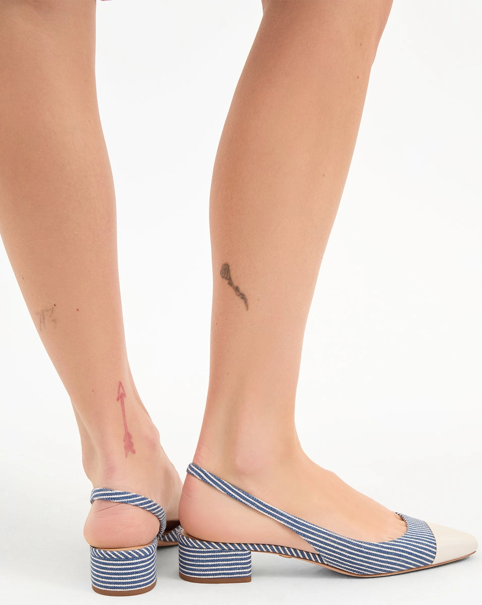 Cecile Denim Cap-Toe Slingback