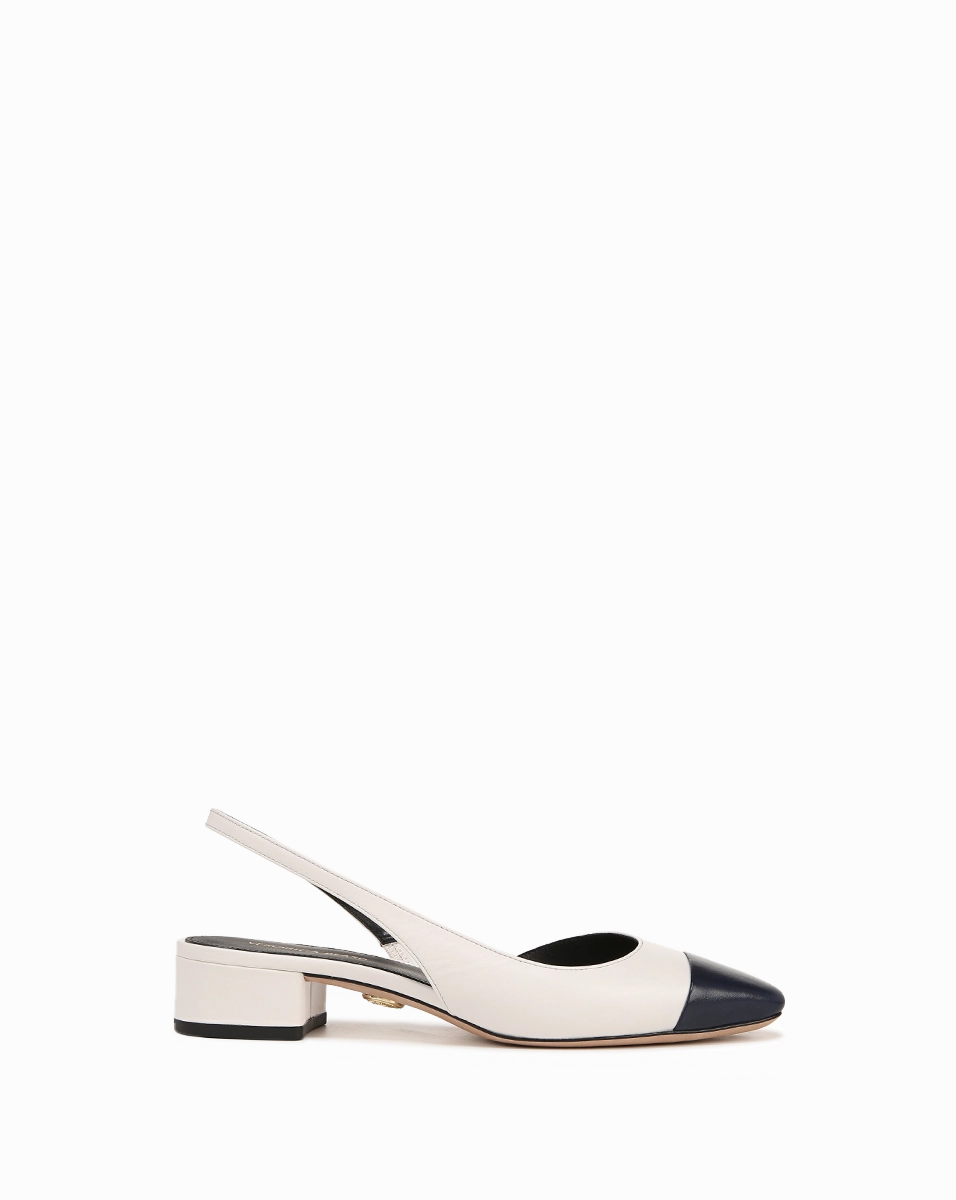 Cecile Leather Cap-Toe Slingback