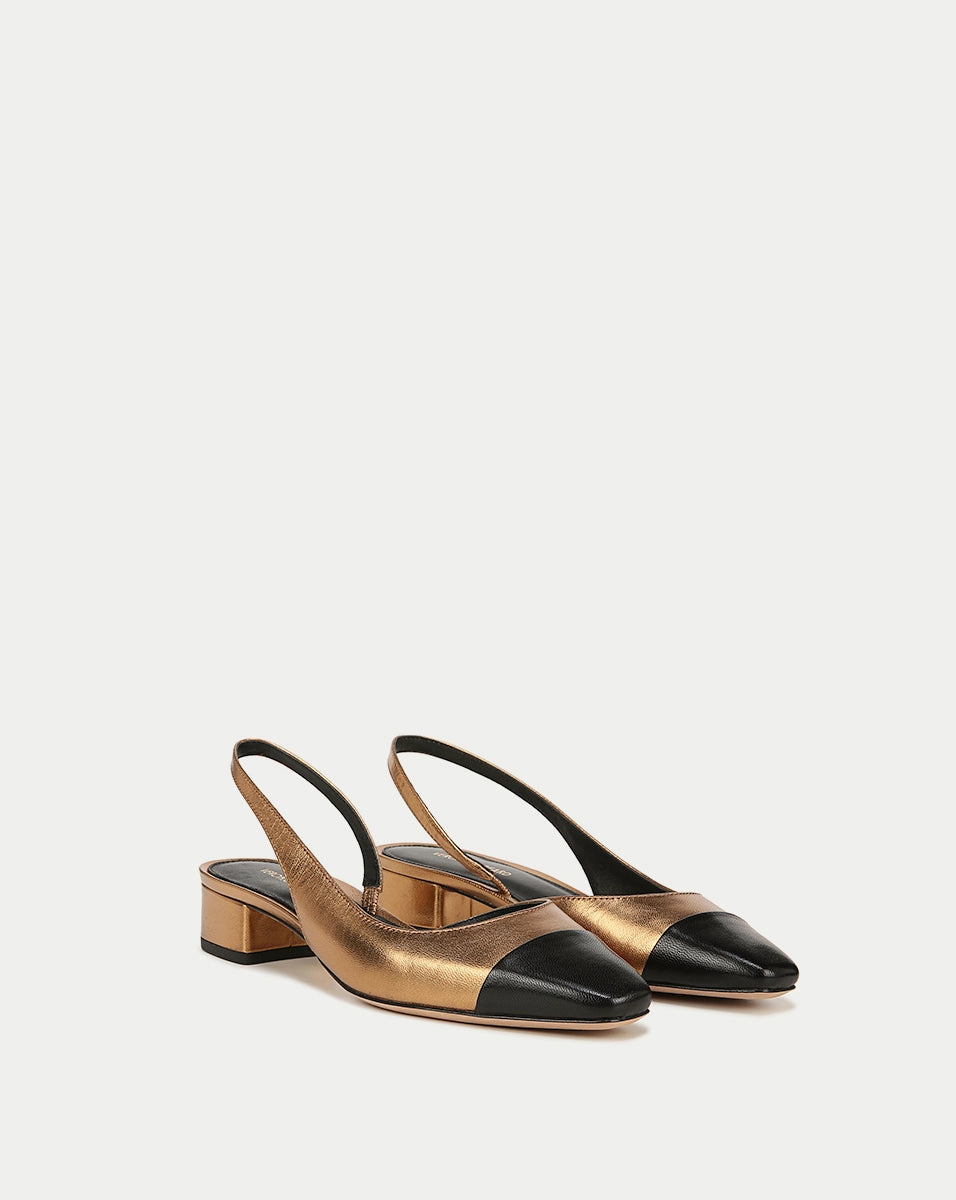Cecile Leather Cap-Toe Slingback
