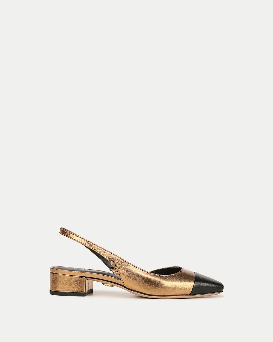 Cecile Leather Cap-Toe Slingback