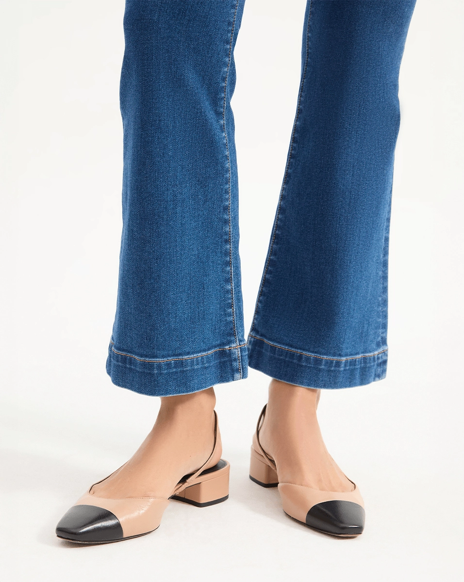 Cecile Leather Cap-Toe Slingback