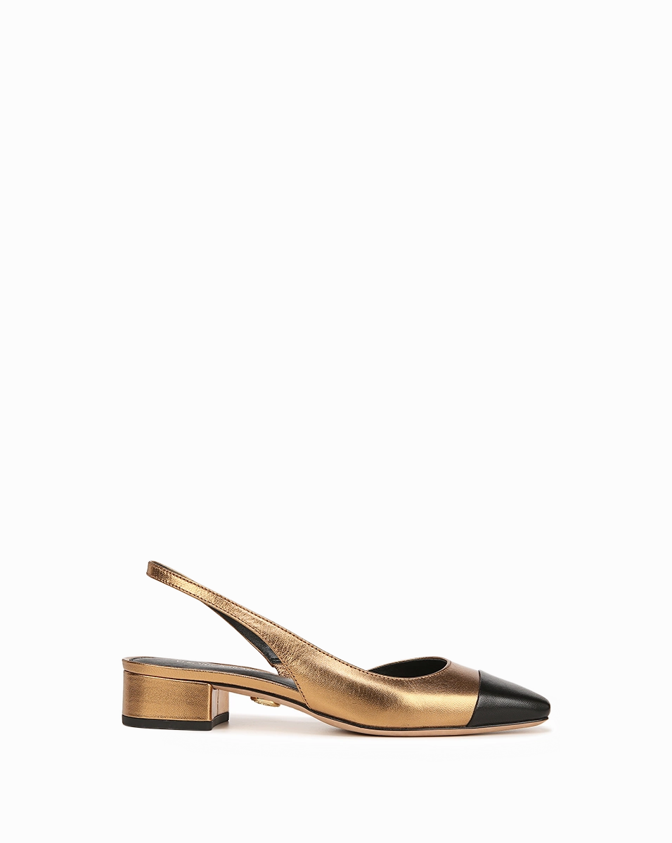 Cecile Leather Cap-Toe Slingback