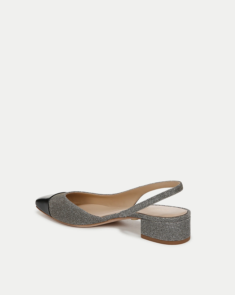 Cecile Lurex Cap-Toe Slingback
